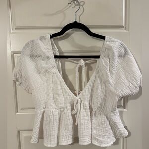 White Textured Women's Top